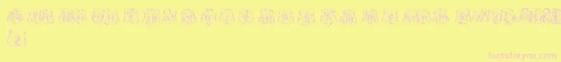 Fonte HardToReadMonogramsTwo – fontes rosa em um fundo amarelo