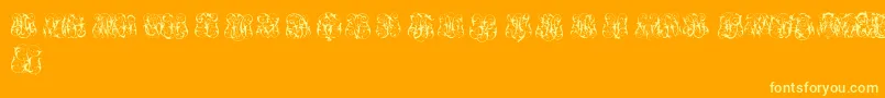 HardToReadMonogramsTwo-Schriftart – Gelbe Schriften auf orangefarbenem Hintergrund