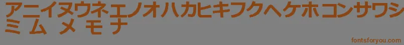 フォントKatakanaTfb – 茶色の文字が灰色の背景にあります。