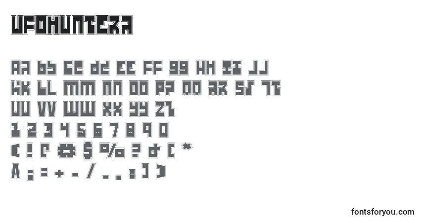 Schriftart Ufohuntera – Alphabet, Zahlen, spezielle Symbole