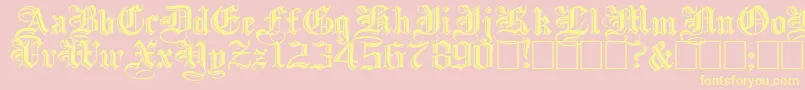 IncisedblackwideNormal-Schriftart – Gelbe Schriften auf rosa Hintergrund