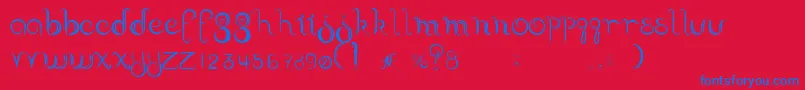 Delectable-Schriftart – Blaue Schriften auf rotem Hintergrund