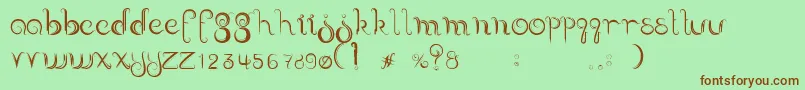 フォントDelectable – 緑の背景に茶色のフォント