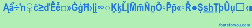 ArialNarrowSpecialG2Bold-Schriftart – Blaue Schriften auf grünem Hintergrund