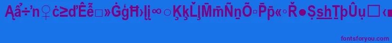 Czcionka ArialNarrowSpecialG2Bold – fioletowe czcionki na niebieskim tle