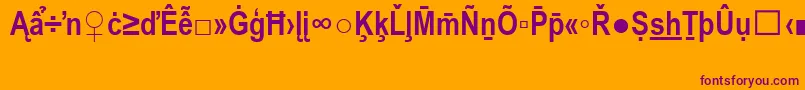 Fonte ArialNarrowSpecialG2Bold – fontes roxas em um fundo laranja