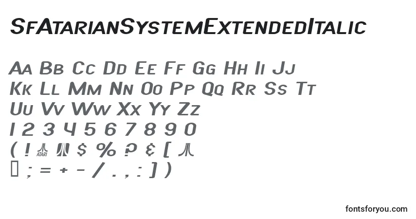 Fuente SfAtarianSystemExtendedItalic - alfabeto, números, caracteres especiales