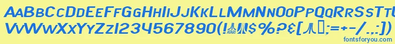 フォントSfAtarianSystemExtendedItalic – 青い文字が黄色の背景にあります。