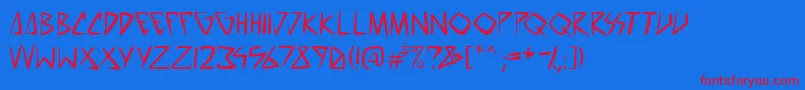 SpacePunkPg Font – Red Fonts on Blue Background