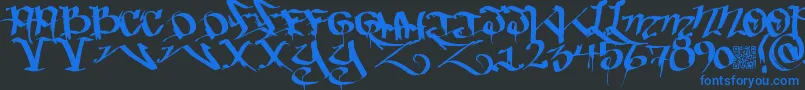 Bakedtrains-Schriftart – Blaue Schriften auf schwarzem Hintergrund
