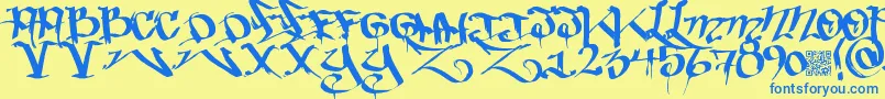 Bakedtrains Font – Blue Fonts on Yellow Background