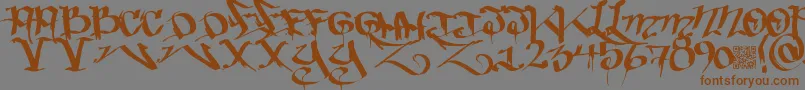 Bakedtrains-Schriftart – Braune Schriften auf grauem Hintergrund