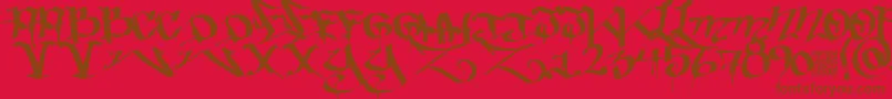 Bakedtrains-Schriftart – Braune Schriften auf rotem Hintergrund