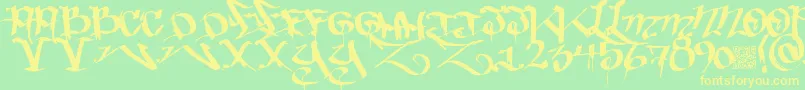 Fonte Bakedtrains – fontes amarelas em um fundo verde