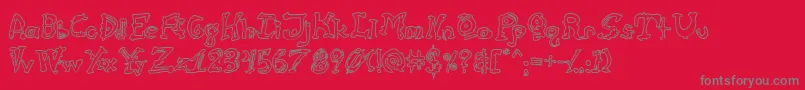 CathzuluHollow Font – Gray Fonts on Red Background