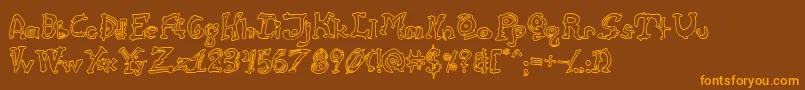 CathzuluHollow Font – Orange Fonts on Brown Background
