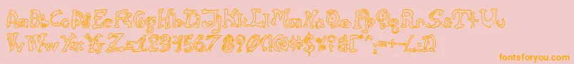 CathzuluHollow-Schriftart – Orangefarbene Schriften auf rosa Hintergrund