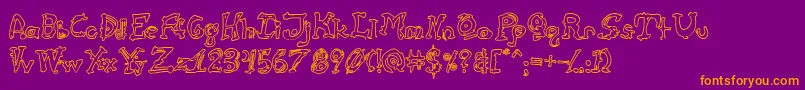 CathzuluHollow-Schriftart – Orangefarbene Schriften auf violettem Hintergrund
