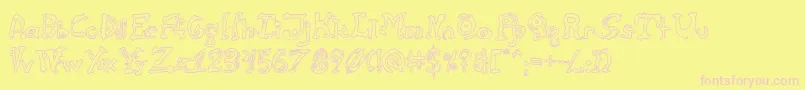 CathzuluHollow Font – Pink Fonts on Yellow Background