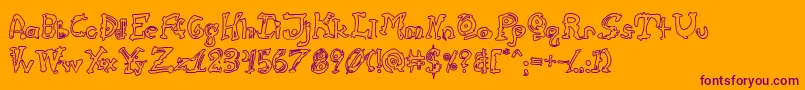 CathzuluHollow Font – Purple Fonts on Orange Background