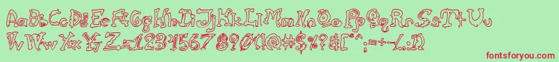 CathzuluHollow Font – Red Fonts on Green Background