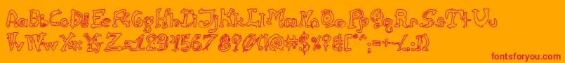 Fonte CathzuluHollow – fontes vermelhas em um fundo laranja