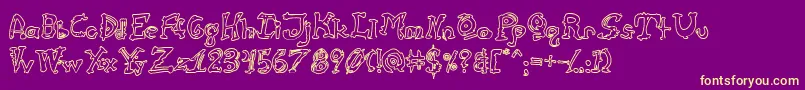 CathzuluHollow Font – Yellow Fonts on Purple Background