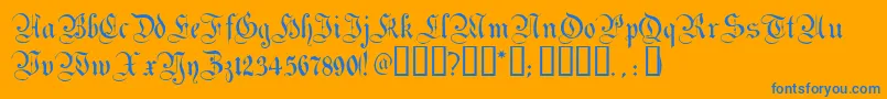 MagdeburgTM-Schriftart – Blaue Schriften auf orangefarbenem Hintergrund