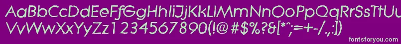 LiteraantiqueBolditalic-fontti – vihreät fontit violetilla taustalla