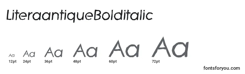 Размеры шрифта LiteraantiqueBolditalic