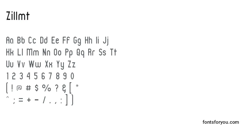 Шрифт Zillmt – алфавит, цифры, специальные символы