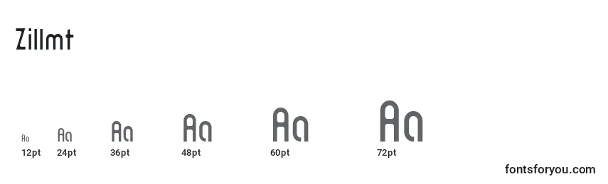 Размеры шрифта Zillmt