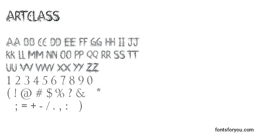 Fuente ArtClass - alfabeto, números, caracteres especiales