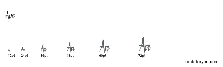 Размеры шрифта Apa