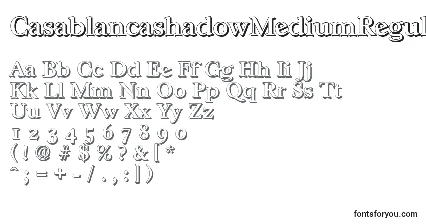 Czcionka CasablancashadowMediumRegular – alfabet, cyfry, specjalne znaki