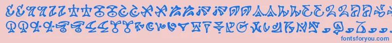 フォントDarkartsBb – ピンクの背景に青い文字