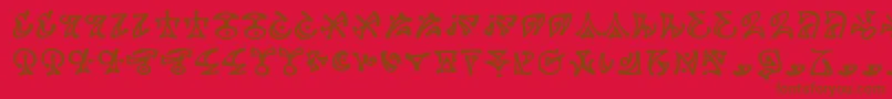 DarkartsBb-Schriftart – Braune Schriften auf rotem Hintergrund