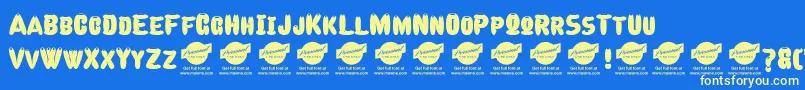 CelebraterPersonalUseDemo Font – Yellow Fonts on Blue Background