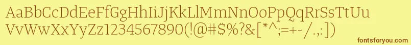Fonte TangerserifmediumulLight – fontes marrons em um fundo amarelo