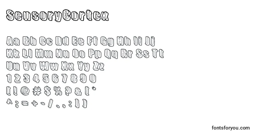 Fuente SensoryCortex - alfabeto, números, caracteres especiales
