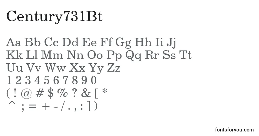 A fonte Century731Bt – alfabeto, números, caracteres especiais
