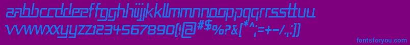 RepublikaCndItalic-Schriftart – Blaue Schriften auf violettem Hintergrund