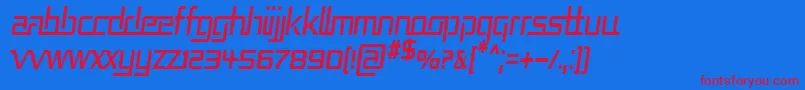 RepublikaCndItalic-Schriftart – Rote Schriften auf blauem Hintergrund