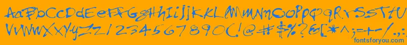 PfinkpenUnicode-Schriftart – Blaue Schriften auf orangefarbenem Hintergrund