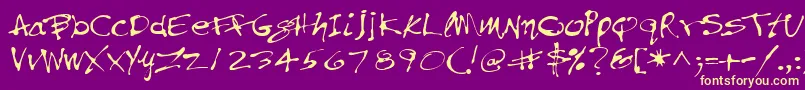 Fonte PfinkpenUnicode – fontes amarelas em um fundo roxo