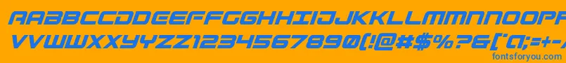 Gunshipcondital-Schriftart – Blaue Schriften auf orangefarbenem Hintergrund