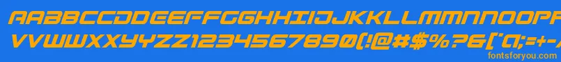 Gunshipcondital-Schriftart – Orangefarbene Schriften auf blauem Hintergrund