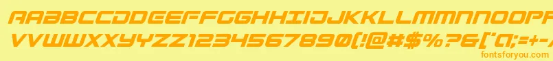 Gunshipcondital-Schriftart – Orangefarbene Schriften auf gelbem Hintergrund