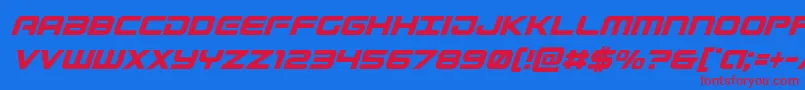 Gunshipcondital-Schriftart – Rote Schriften auf blauem Hintergrund