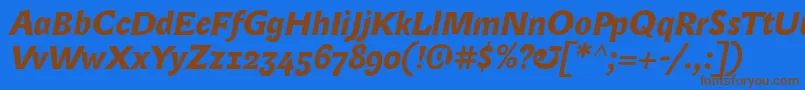 フォントLexongothicBolditalic – 茶色の文字が青い背景にあります。